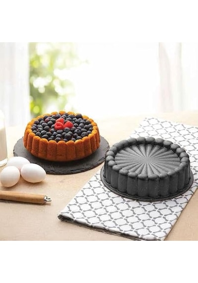 Ayrex Döküm Gövdeli Kek Kalıbı 23cm Dilimli Ve Döküm Siyah Granit Benekli Pişirme Kabı Çıkarma Dayanıklı Al Diğer