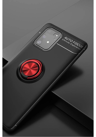 Newface - 752 - Samsung Galaxy Uyumlu A91 / S10 Lite Kılıf Range Yüzüklü Silikon - Csmo-tex - - Siyah-kırmızı