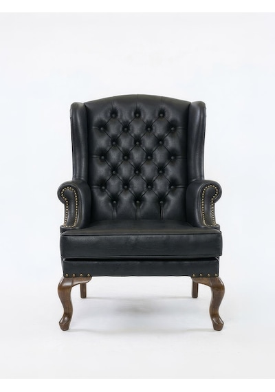 Crown Chester Klasik Ahşap Berjer Ceviz - Siyah