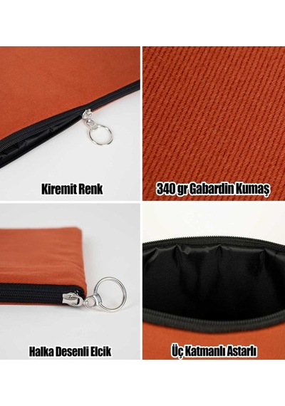 Bk Gift Yaz Temalı Astarlı Kiremit Portföy Çanta 30x21cm, Baskılı El Çantası, Organizer Çanta Çok Renkli
