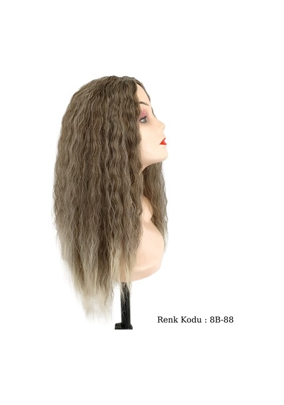 Afro Su  Dalgası Peruk Fiber Sentetik Küllü Kumral Koyu Platin Ombre