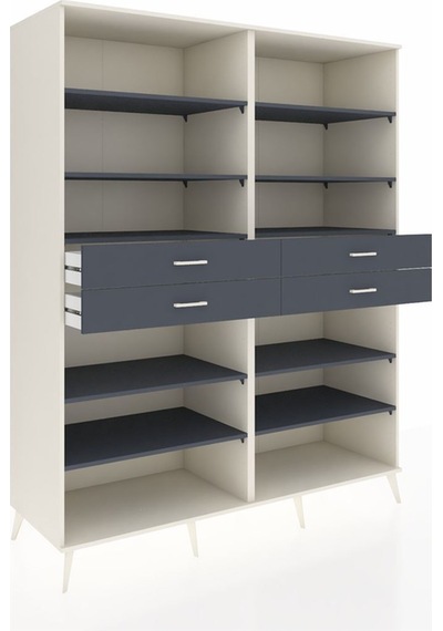 Kronos Gardrop 10 Raflı 4 Çekmeceli 176x59x221 Aytaşı-antrasit Antrasit