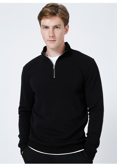 Only & Sons Ceres Half Zip Erkek Siyah Yarım Fermuar Sweatshirt 22019055-02