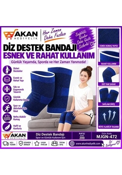 Özel Üretim Destek Antrenman 2li Mavi Sporcu Bandaj Dizliği