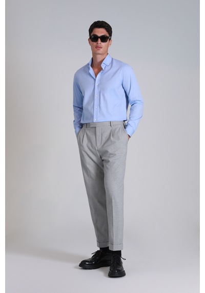 Lufian Erkek Danıel Basic Slim Fit Gömlek 112010640 Mavi Mavi