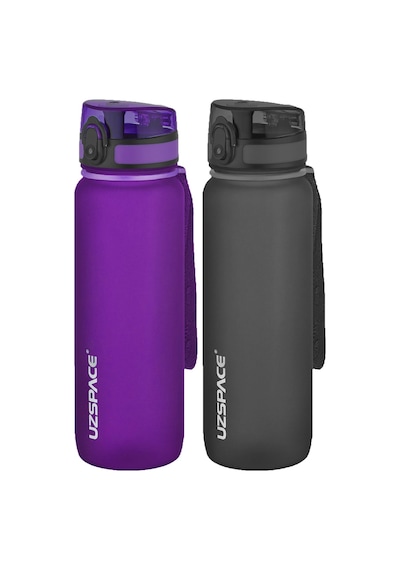 Uzspace 2'li Tritan Matara Seti 800 Ml 14 Farklı Renk Seçeneği Fiftyfifty-3053seta Siyah - Mor