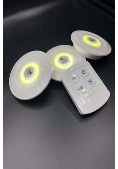 3lü Uzaktan Kumandalı Yapışkanlı Kablosuz Led Spot Lambalar- Diğer