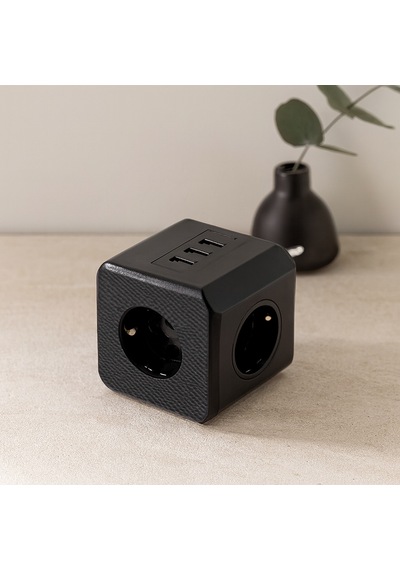 Termal Akım Korumalı 3lü Duvar Prizi 3x Usb - Siyah
