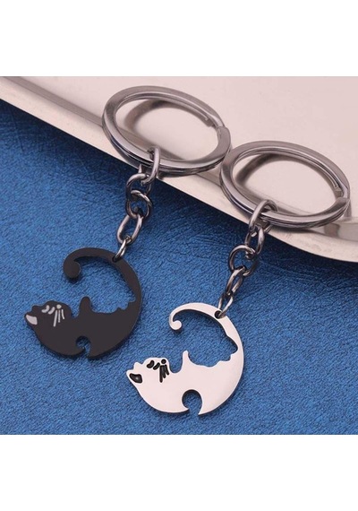 Yin-yang Cats Kedi Ikili Sevgili Arkadaşlık Siyah Beyaz Anahtarlı