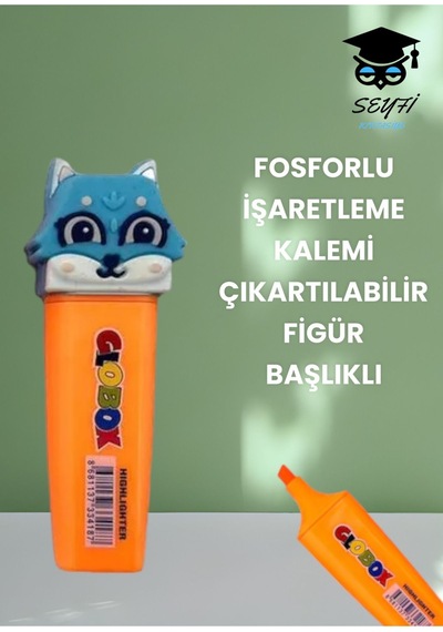 Fosforlu İşaretleme Kalemi Çıkartılabilir Figür Başlıklı Yeşil