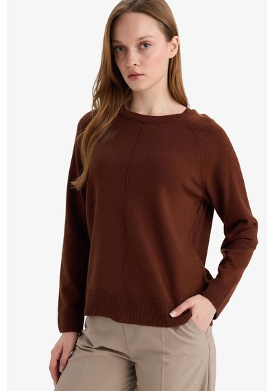 Defacto Regular Fit Bisiklet Yaka Triko Tunik G5867ax25wnbn320 Kahve-bn320
