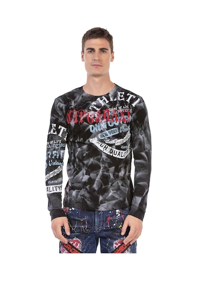 Cipo & Baxx CL453 3 Boyutlu Siyah Erkek Sweatshirt Siyah