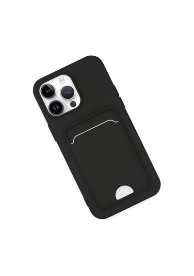 Apple iPhone Uyumlu-  14 Pro Kılıf Kelvin Kartvizitli Silikon - Siyah