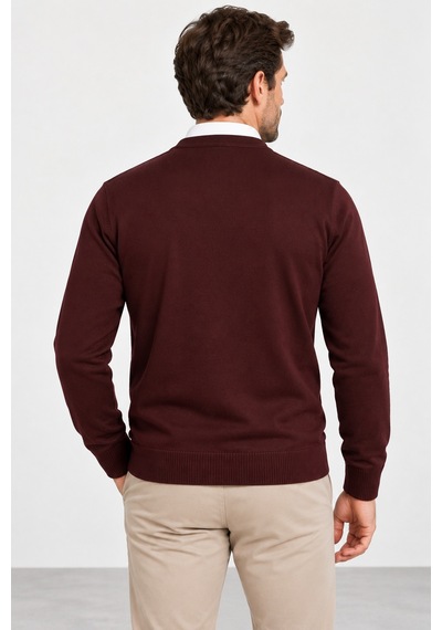 Bihan Store Erkek V Yaka Önü Düğmeli Hırka 7806-bordo