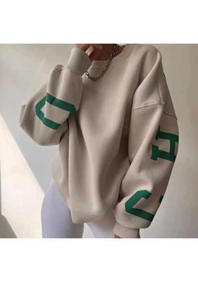 Startmore Bisiklet Yaka New York Baskılı Süper Oversize Sokak Stili Kadın Sweatshırt Ldychc10 Beyaz Beyaz