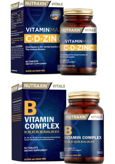 Vitamin Max C Vitamini ,d Vitamini Ve Çinko Takviyesi 60 Tablet + B Vitamin Complex 60 Tablet
