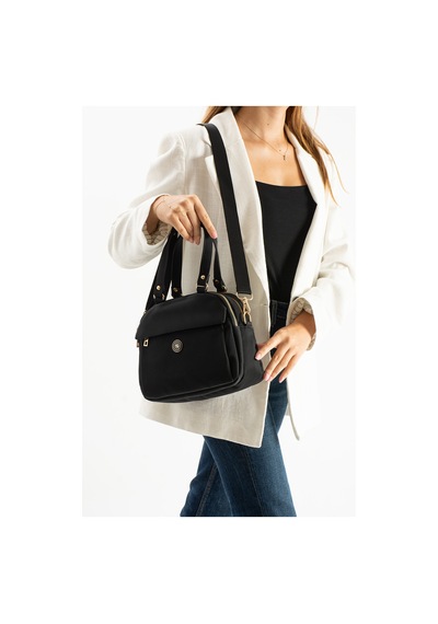 Sanmorris Kadın Suni Deri Ayarlanabilir Çapraz Askılı Smart Casual Omuz Ve El Çantası Siyah A41