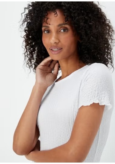 2499 Beyaz Dokulu Kadın T-shirt -90 Beyaz