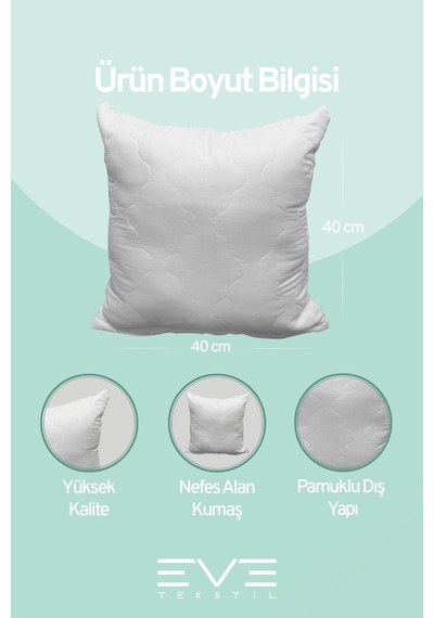 Eve Tekstil 6 Adet Diamant Plus Kare Kırlent Yıkanabilir Antialerjik Silikon Elyaf Yastık 40x40cm 400 Gr