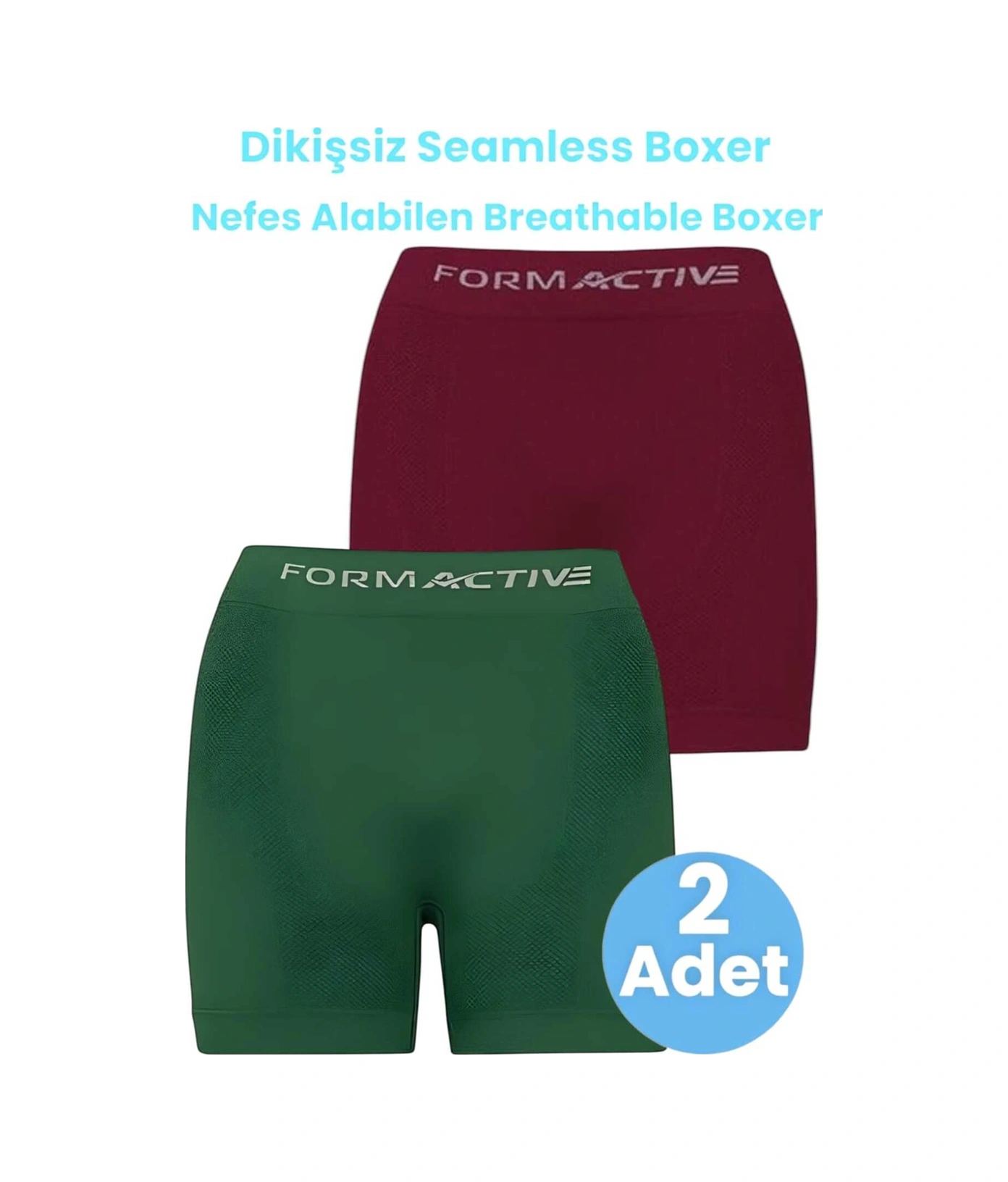 Tezzgelsin Erkek Dikişsiz/seamless Nefes Alabilen Boxer 2'li Set Bordo - Yeşil