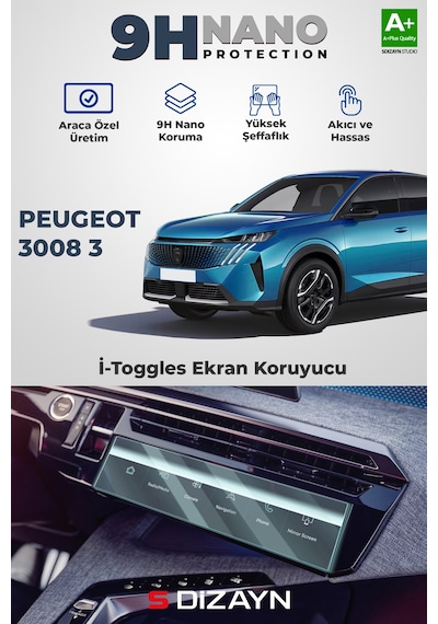 S-dizayn Peugeot 3008 3 9h Nano İ-toggle Klima Kontrol Ünitesi Ekran Koruyucu Parlak 2024 Üzeri A+ Kalite