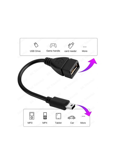 Mini Usb V3 5 Pin Otg Kablosu Usb Dişi Mini Usb Erkek