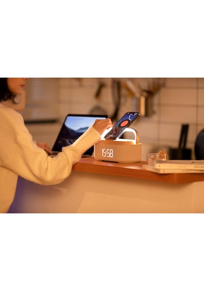 Stobom Keyif Taşınabilir Bluetooth Hoparlör Saat Wireless Şarj Cihazı