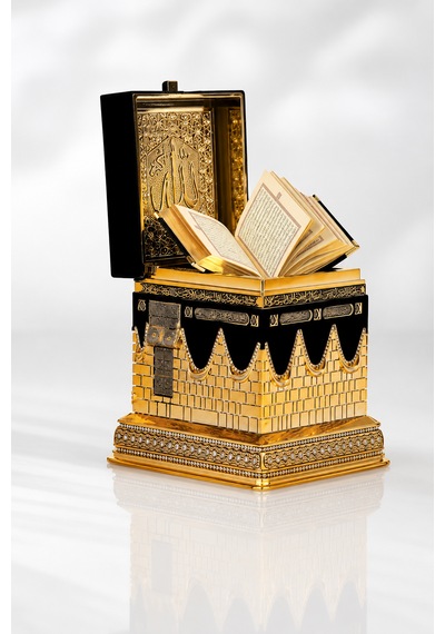 Lüks Gold Kâbe Tasarımlı Kur An-ı Kerim Seti 1