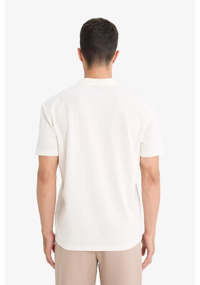 Defacto Regular Fit Polo Yaka Waffle Kısa Kollu Tişört F0315ax25auer140 Ekru