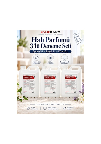 Halı Ve Oda Parfümü 3 Lü Deneme Seti 3x5 L Spring + Royal + Efsun Profesyonel Koku Seti Diğer