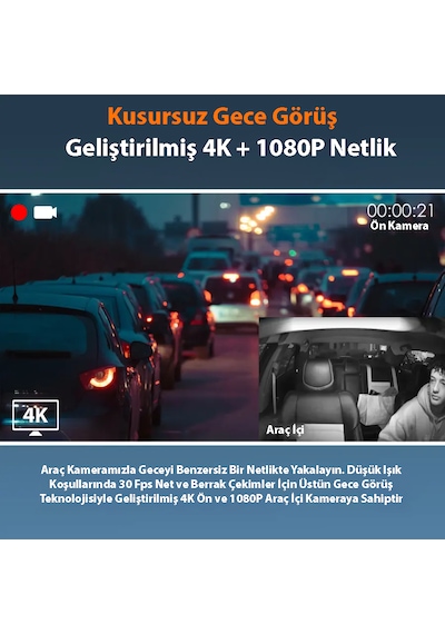 Rexing R316 4k Gps Wi-fi Araç Kamerası + 64gb Sd Kart Ve Acc Kit