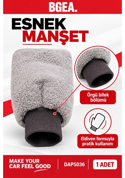 Bgea Silver Mikrofiber Araç Yıkama Eldiveni Gri 1 Adet Dap5036