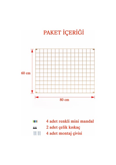Tel Pano 60x80 Gold 4 Adet Mini Mandal ,2 Adet Çelik Kıskaç Hediyemizdir