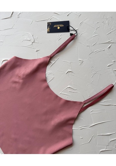 İnce Askılı Dikişsiz V Yaka İz Yapmaz Büstiyer/croptop Pudra