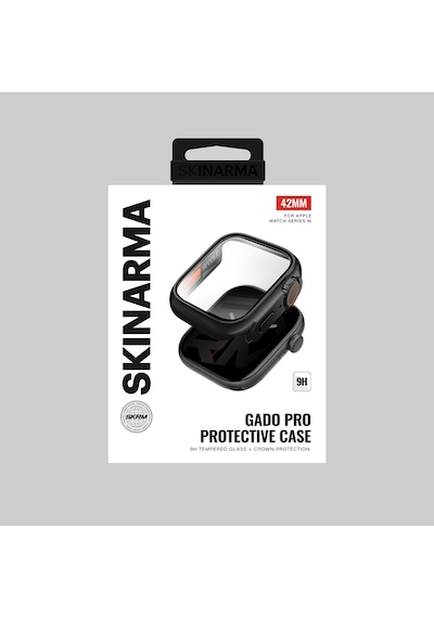 Watch 42mm Uyumlu Skinarma Gado Pro Dijital Taç Korumalı Kasa Ve Ekran Koruyucu Siyah