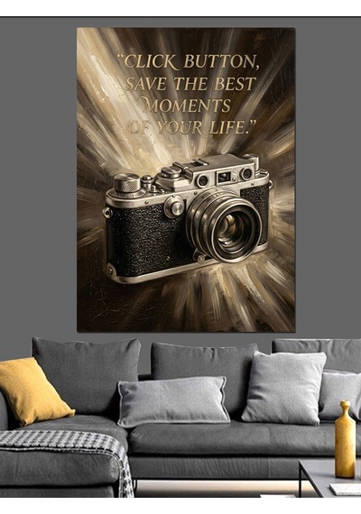 Vintage Fotoğraf Makinesi Ve Yazı Dekoratif Kanvas - Mdf Ahşap Tablo