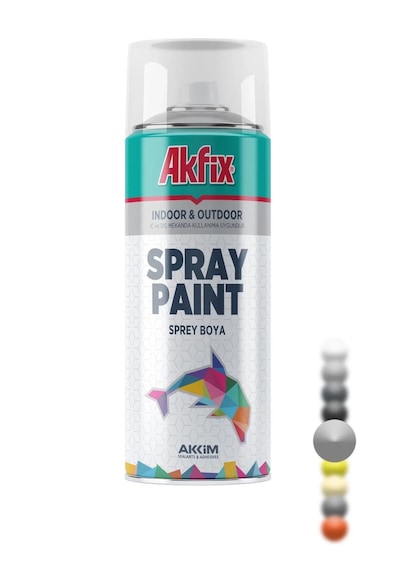 Akfix Sprey Boya Renk Seçiniz 400 Ml İç Ve Dış Cephede Kullanılabilir Mükemmel Kapatıcılık Gümüş Renk