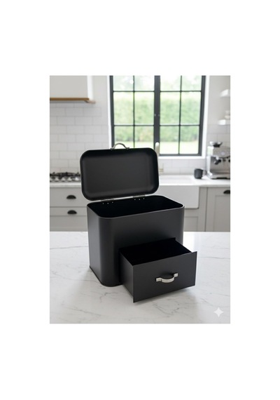 2 Bölmeli Çekmeceli Metal Organizer Siyah