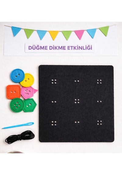 Keçe Düğme Dikiş Seti Eğitici, Zeka Geliştirici, Motor Becerisi