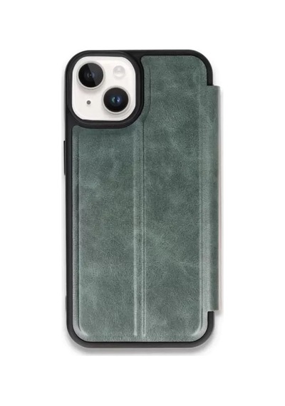 Mey İthalat Apple Uyumlu iPhone 15 Kılıf Flip Cover - Koyu Yeşil