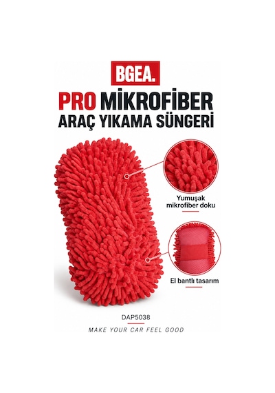 Bgea Pro Mikrofiber Araç Yıkama Süngeri