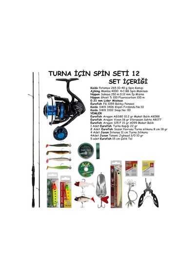 Turna Avı İçin Spin Olta Seti 12
