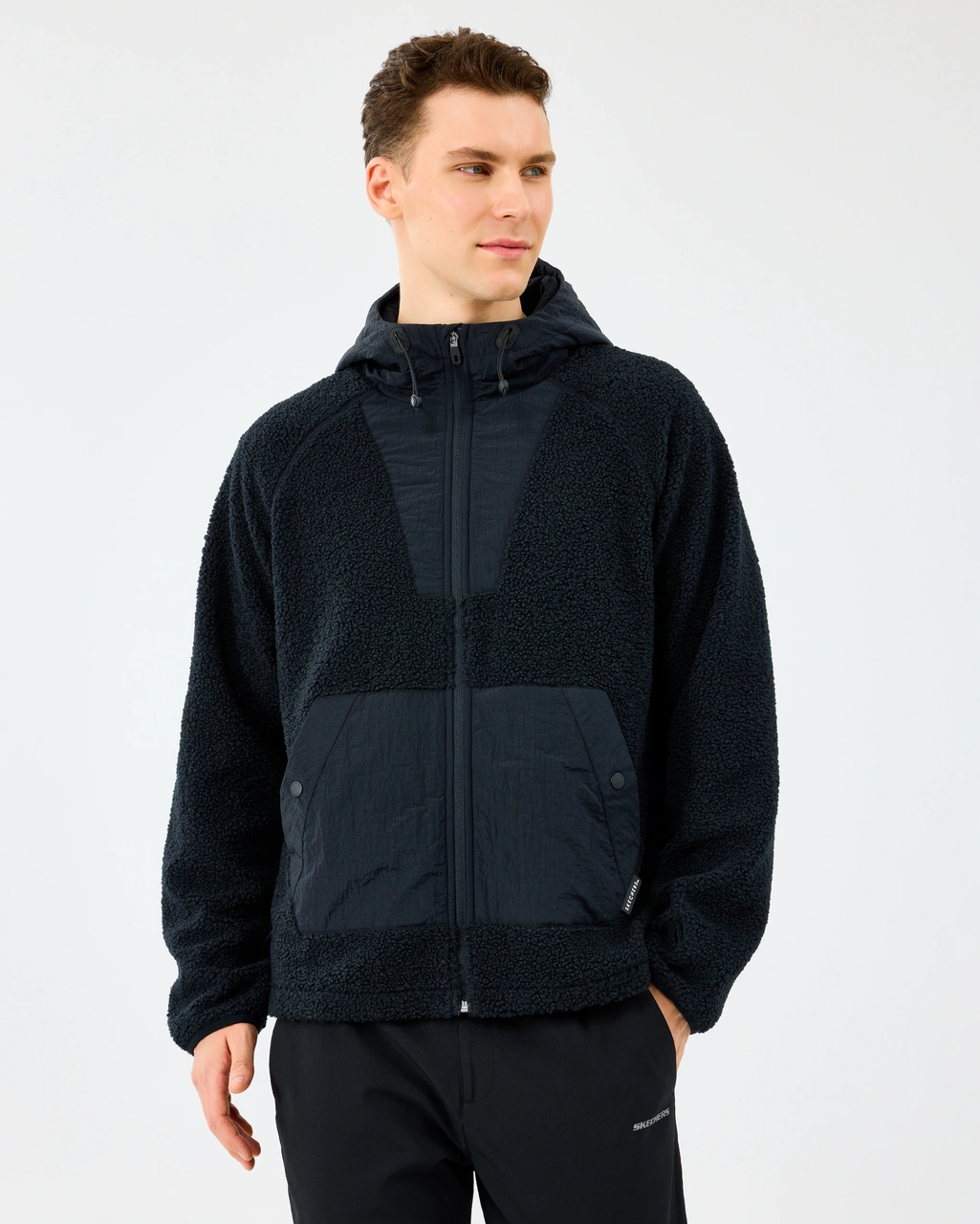 Skechers M Comfort Hoodie Sherpa Jacket Erkek Siyah Mont S2520131-3817 Siyah