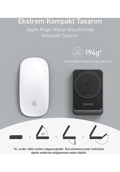 Anker Maggo Katlanabilir 3'ü 1 Arada Kablosuz Şarj İstasyonu Siyah
