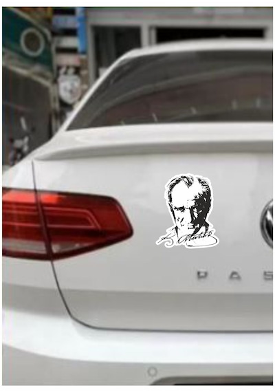 Atatürk Silüet Sticker - Araba Oto Araç Motosiklet Karavan Sticker - 00017 20x17 Cm