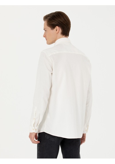 Cacharel Ekru Regular Fit Uzun Kollu Kadife Gömlek 15469610