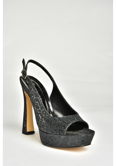 Fox Shoes U246483014 Siyah Sim Kalın Topuklu Kadın Abiye Ayakkabı Siyah