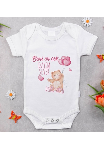 Bitmeyenkartus Bk Kids Isimli Beni En Çok Dayım Sever Tasarımlı Bebek Body Zıbın Çok Renkli