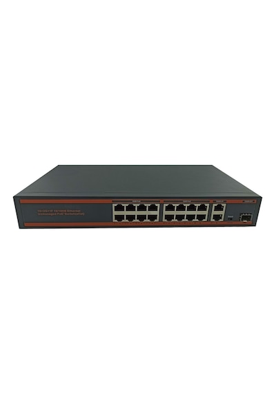 Nova ND1PD1622LFGX 16 Port Poe+ 10/100 Mbps 2 Port 10/100/1000 Mb Switch