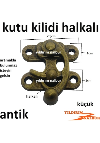 4 Adet Mini Kutu Kilidi Antik Halkalı Klips Küçük Boy Model Eskit